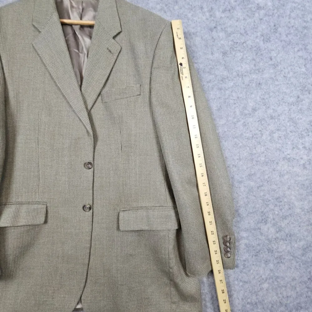 Lauren Ralph Lauren Men's Blazer Size 42L Beige Houndstooth Windowpane Silk/Wool
